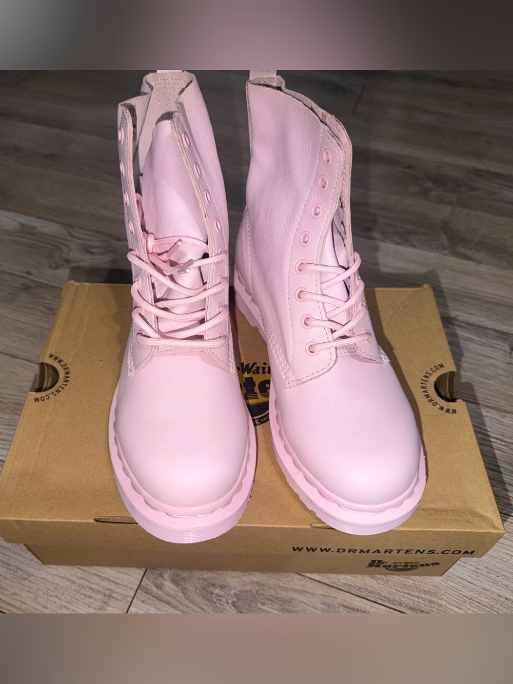 Dr Martens 1460 Pascal Mono Chalk Pink Virginia Leather Boots (PRICE IS FIRM)